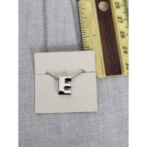 Initial Letter Pendant Necklace "E" Vintage Avon Silver Jewelry 18" Dressy